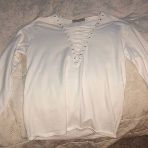 White Cross V-Neck Sweater